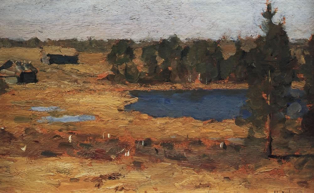 Исаак Ильич Левитан. "Озеро. Сараи у лесной опушки". 1898-1899.